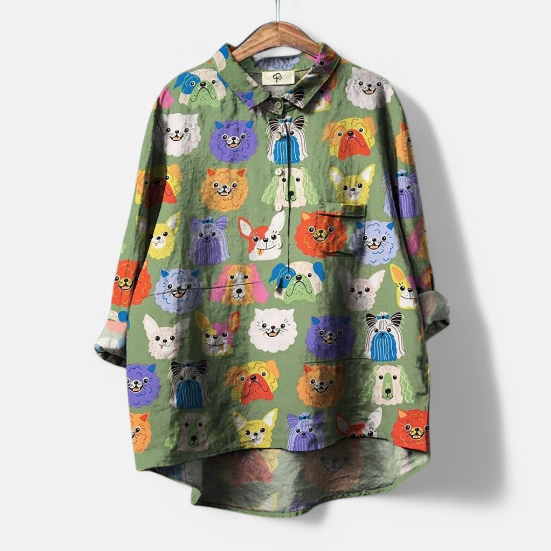 Bluse Med Kunstneriske Print