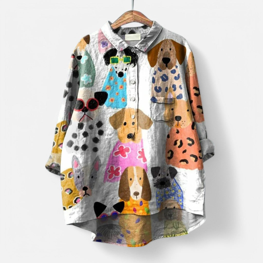 Bluse Med Kunstneriske Print
