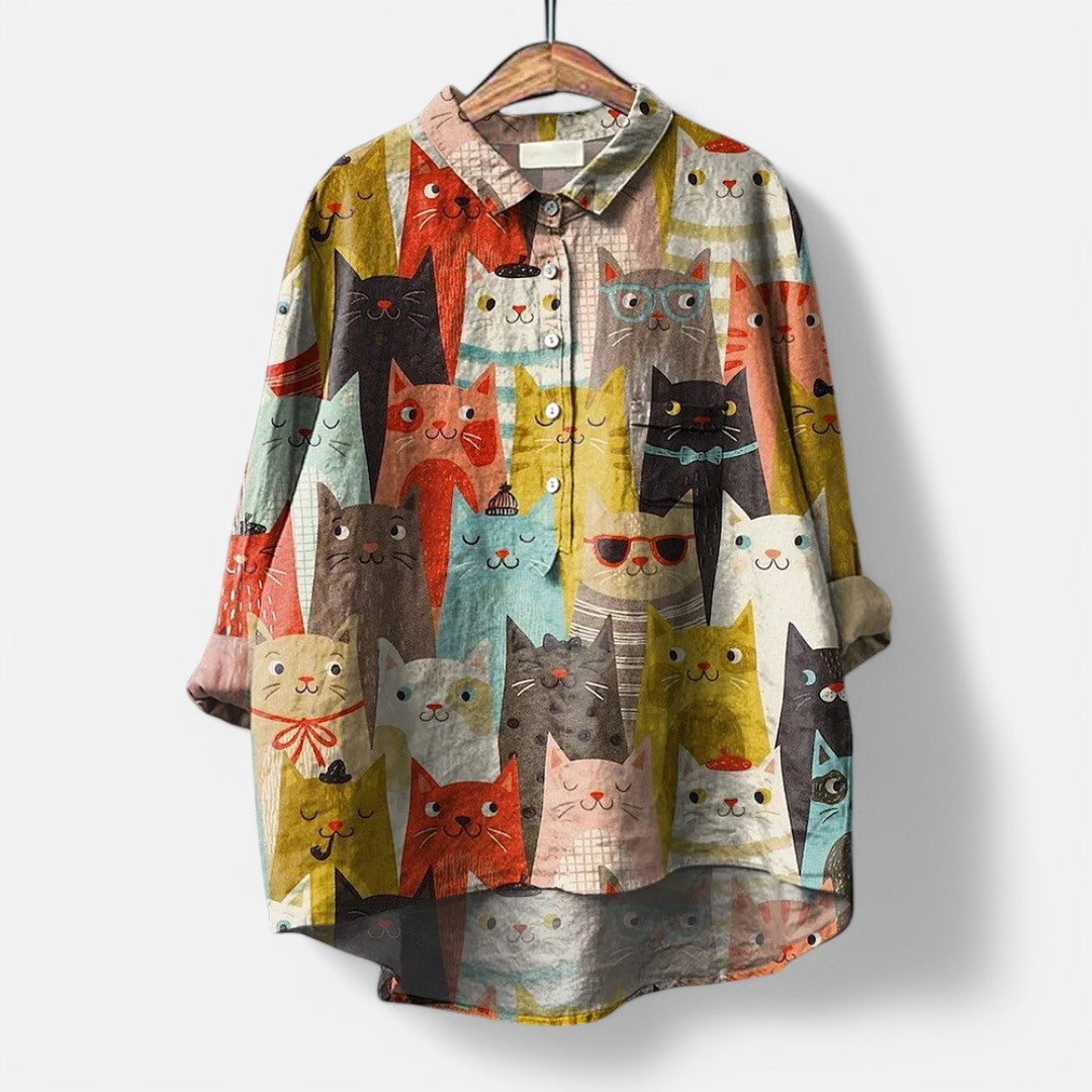 Bluse Med Kunstneriske Print