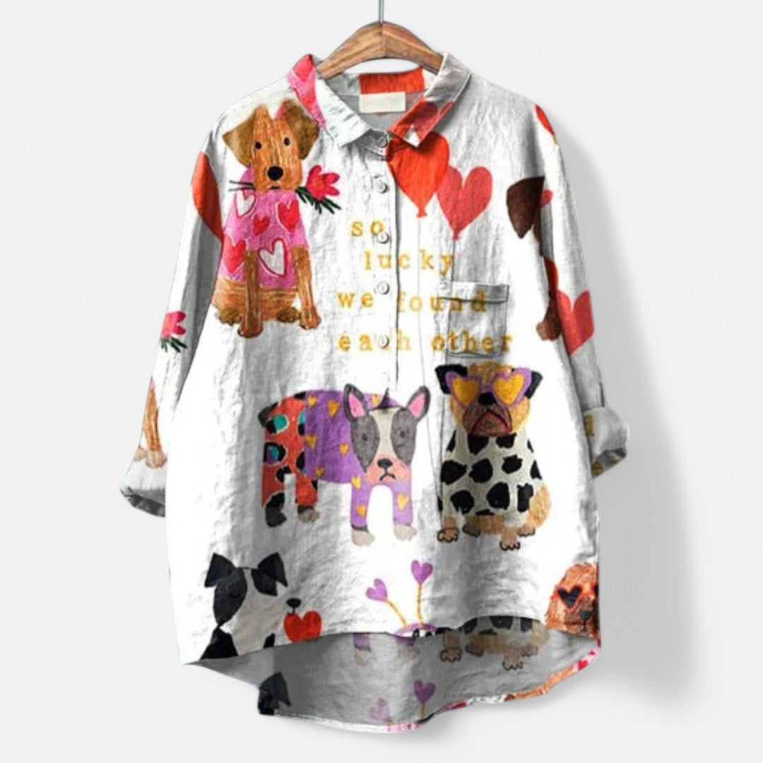 Bluse Med Kunstneriske Print