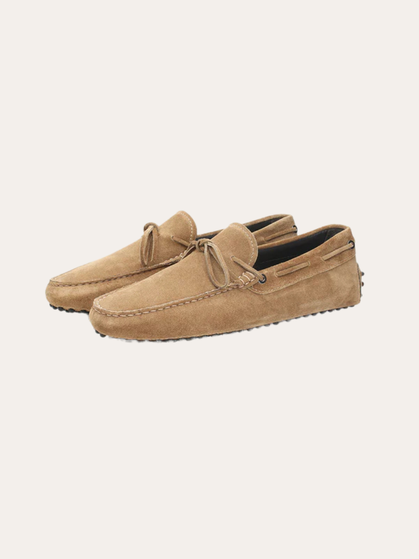 Beige Suede Mokkasiner