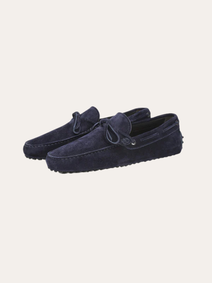 Marineblå Suede Mokkasiner