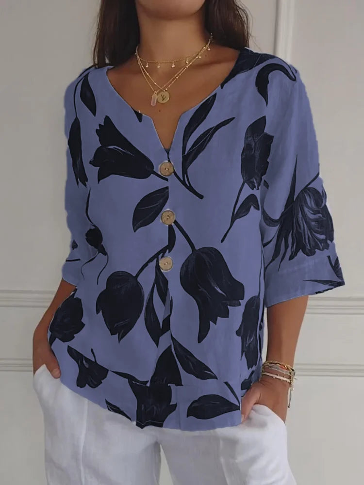 Bluse skjorte med blomstermønster