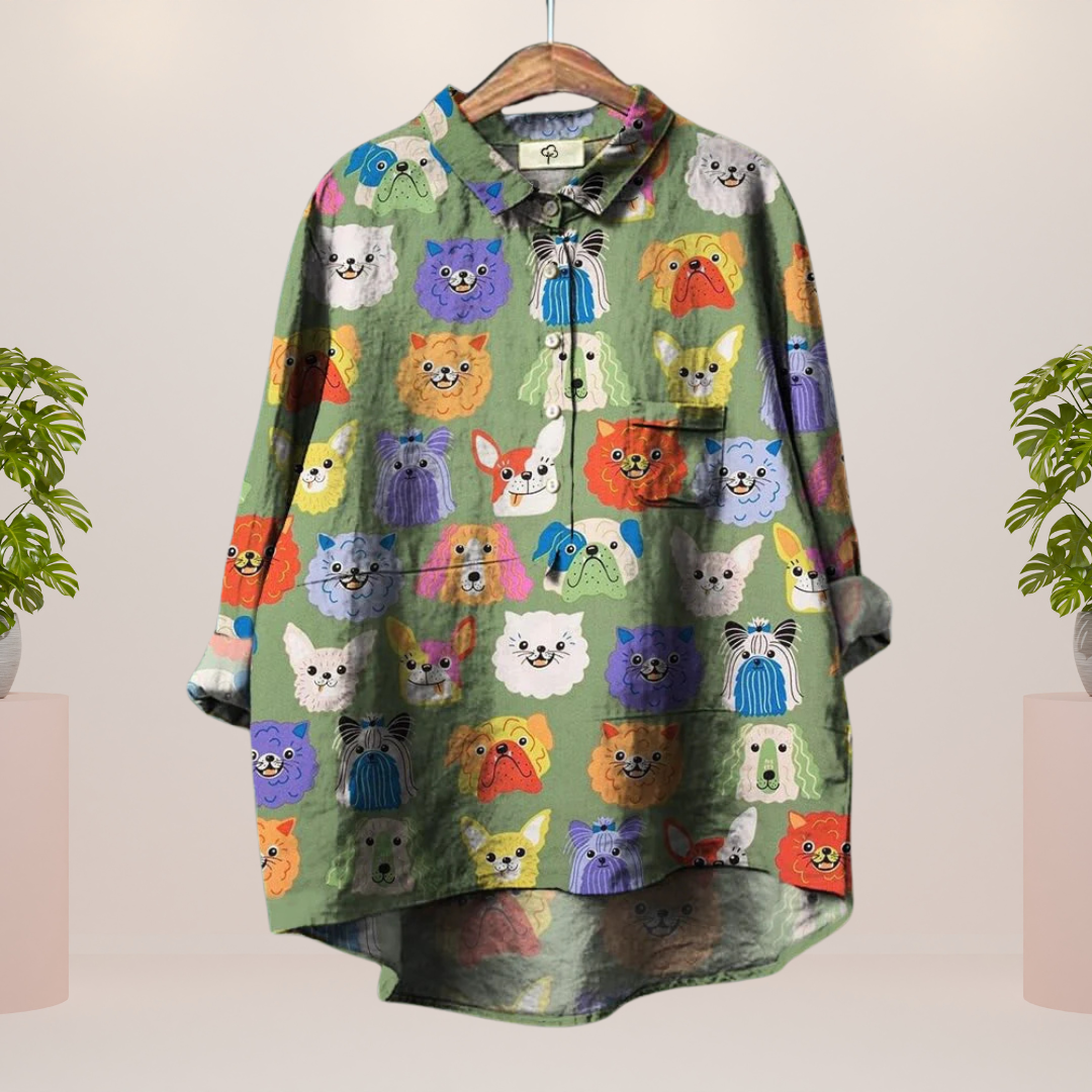 Trendy og moderne bluse med kunstprint