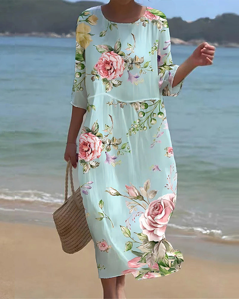 Elegant blomstret kjole