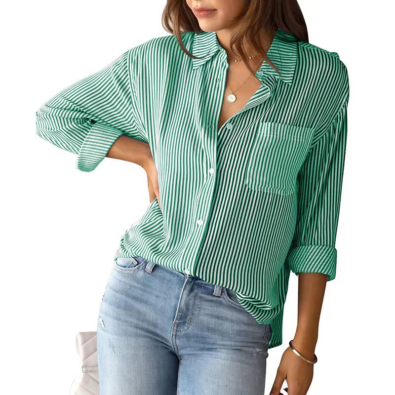 Elegant bluse i bomuld med løs pasform