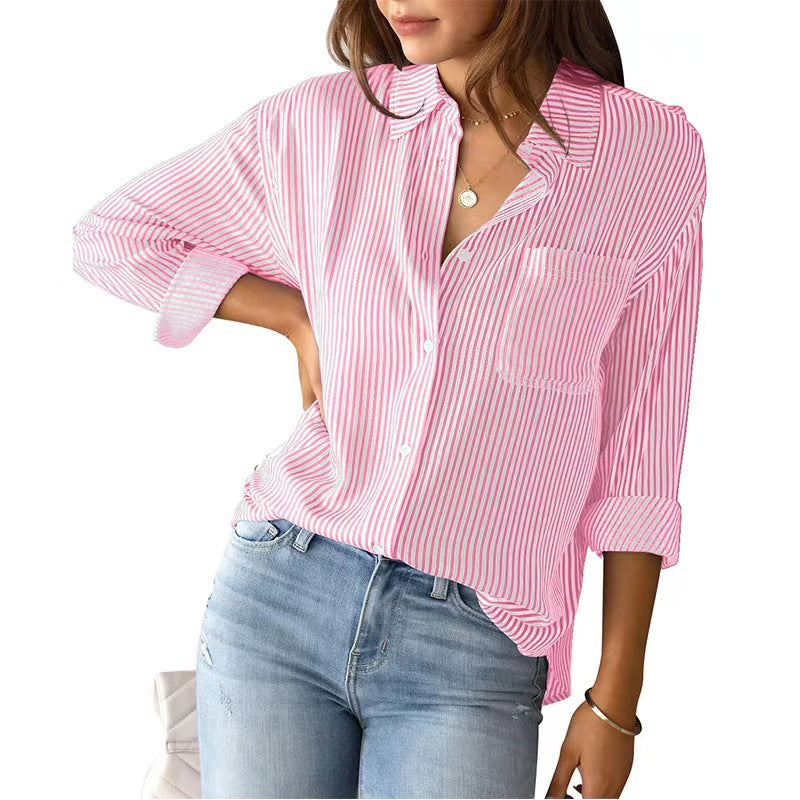 Elegant bluse i bomuld med løs pasform