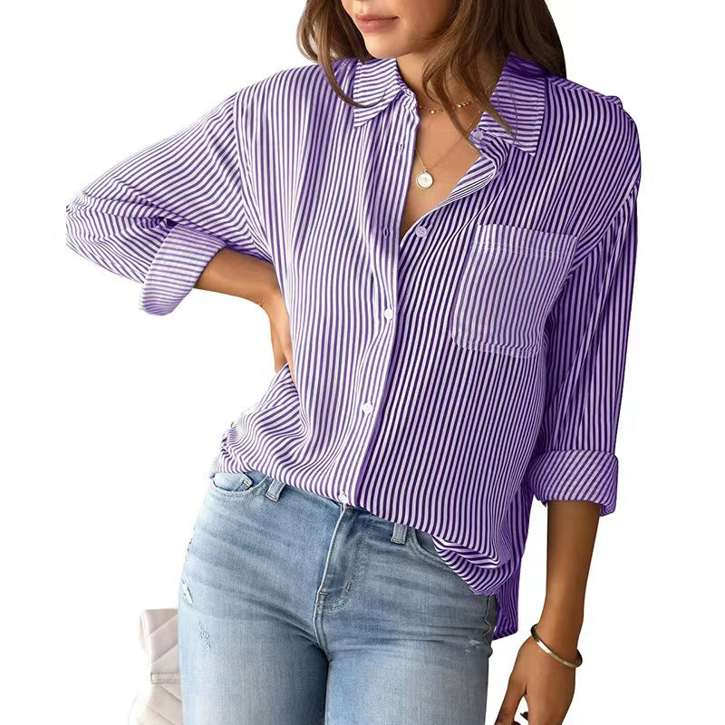 Elegant bluse i bomuld med løs pasform