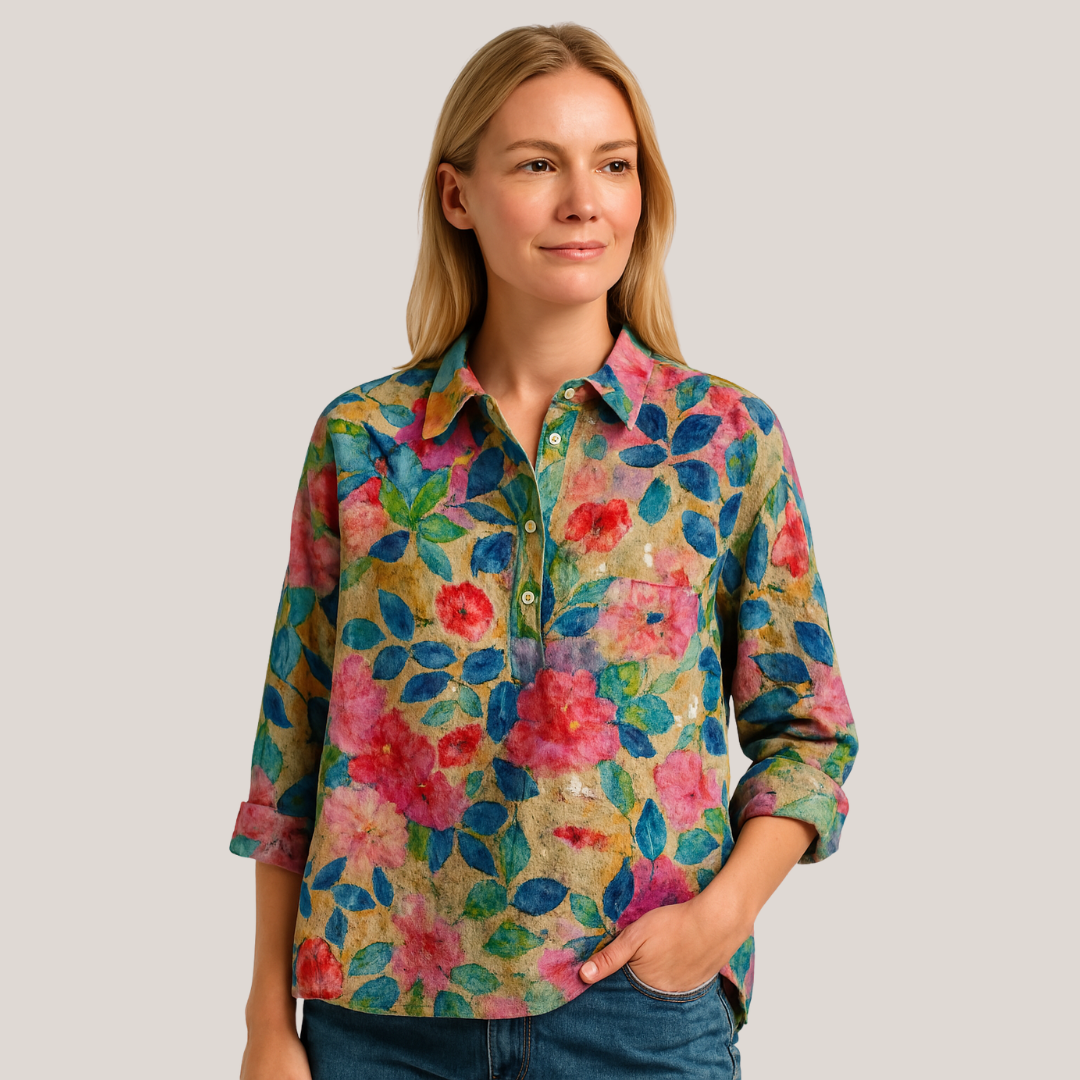 Bluse med blomstermønster