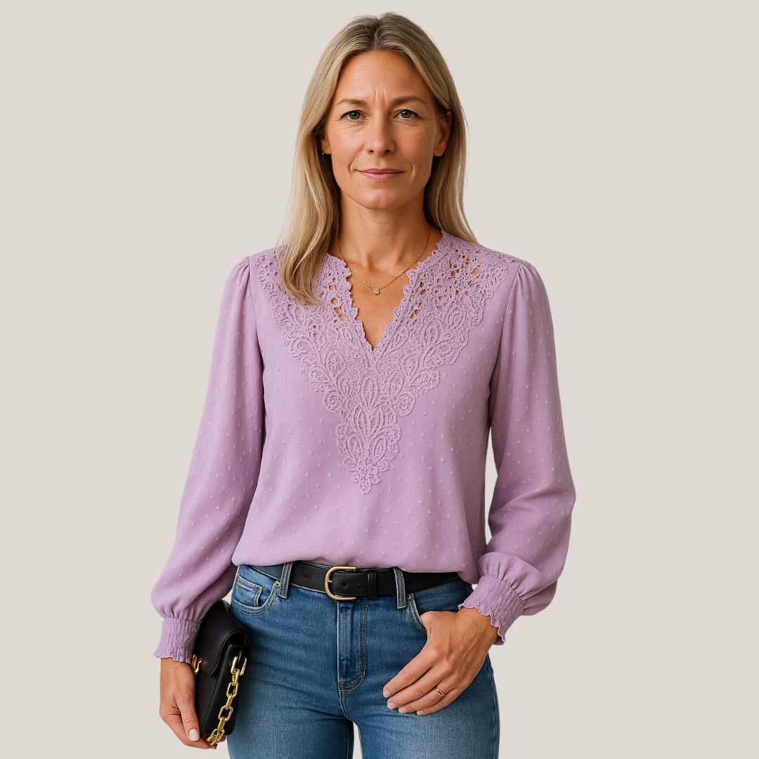 Elegant damebluse med løse ærmer