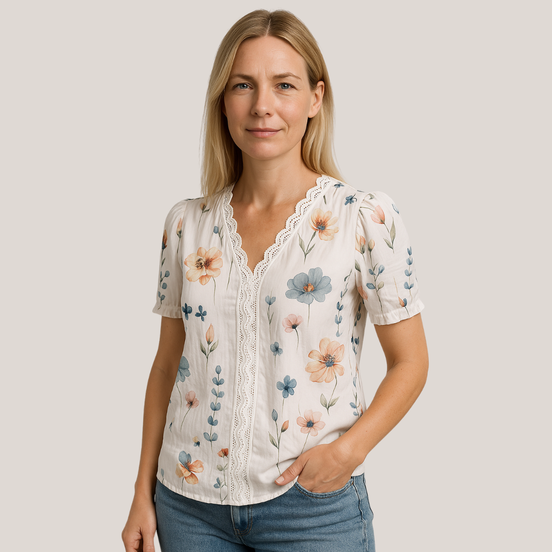 Blomster Blonde V-Hals Bluse