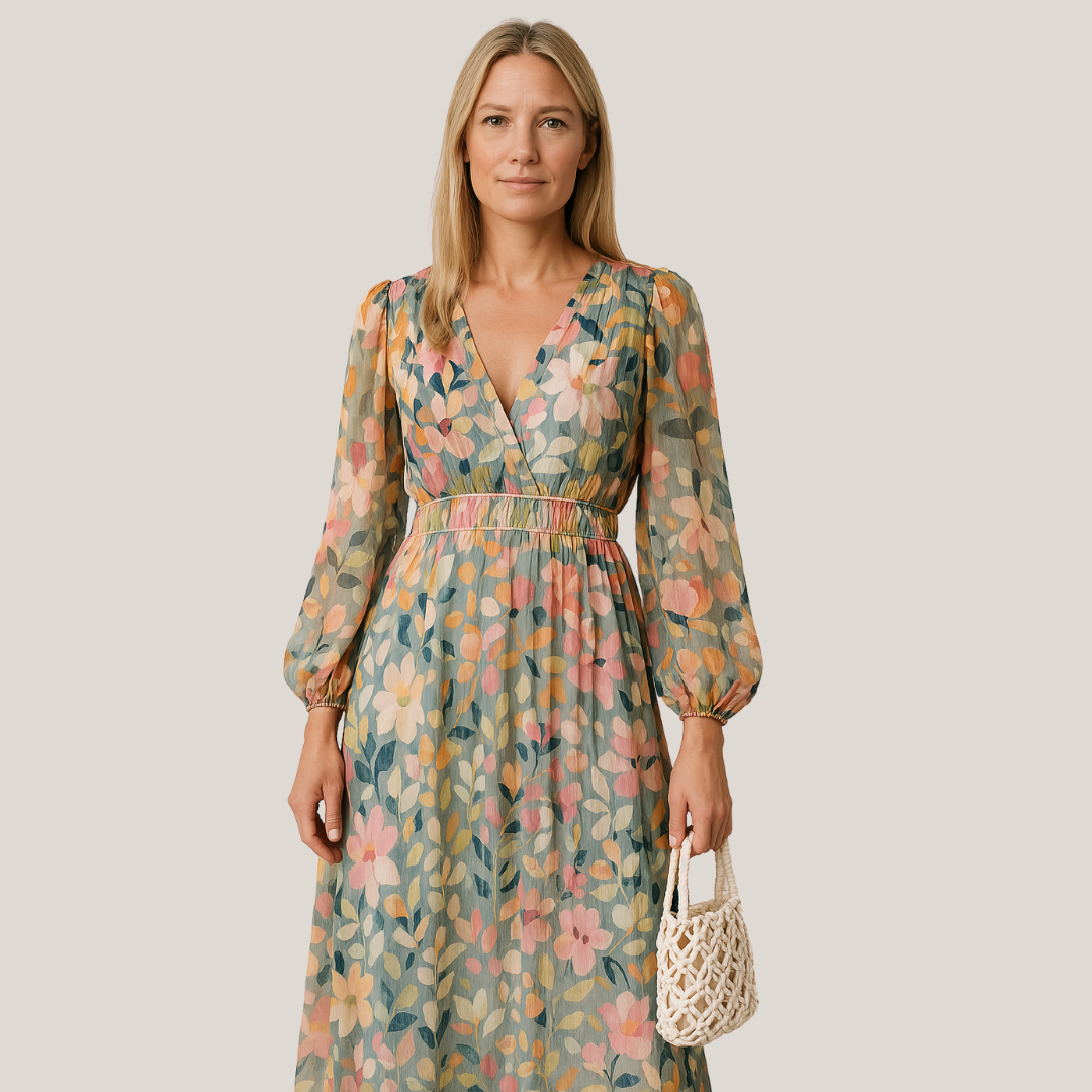 Elegant blomstret kjole