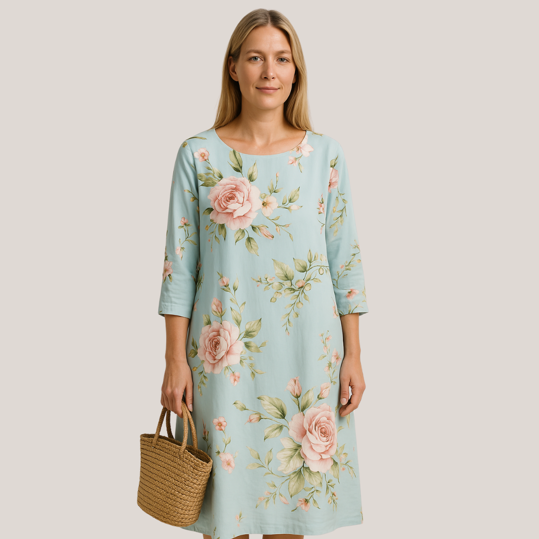 Elegant blomstret kjole
