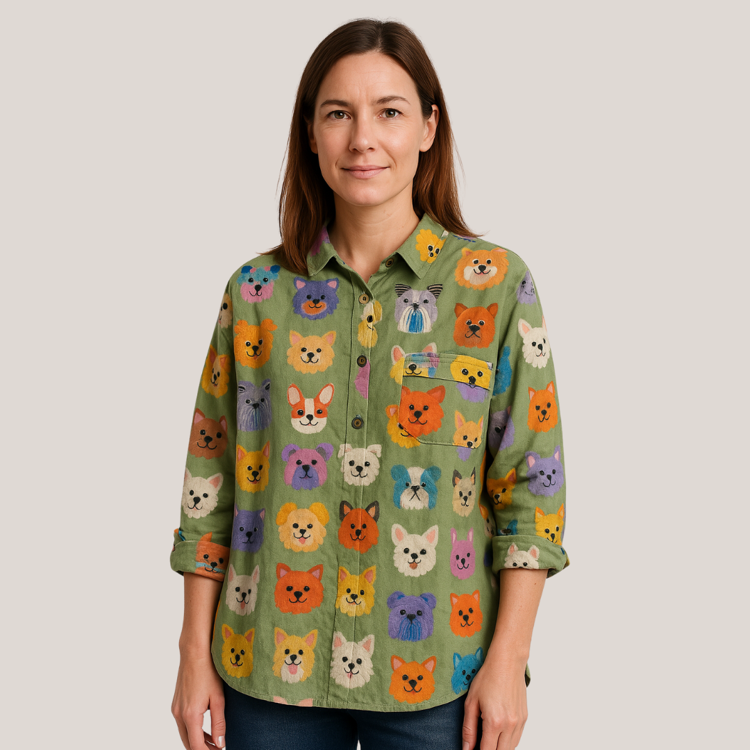 Trendy og moderne bluse med kunstprint