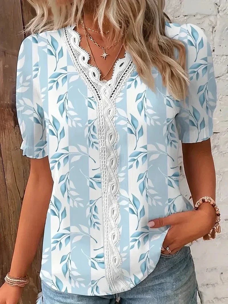Blomster Blonde V-Hals Bluse