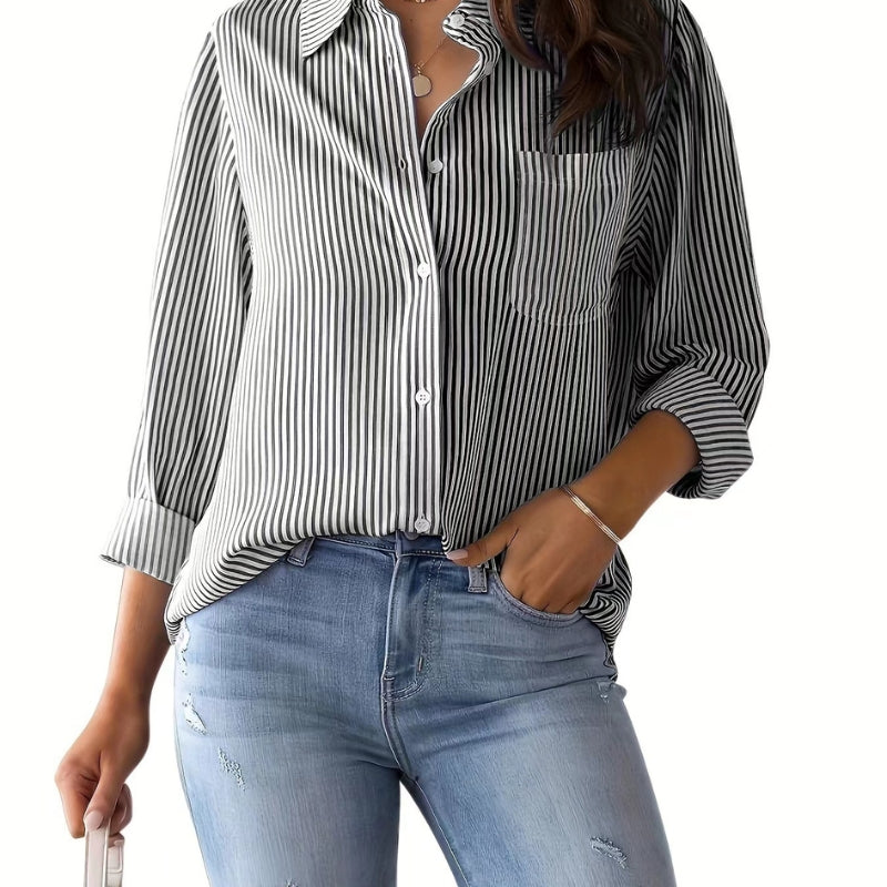 Elegant bluse i bomuld med løs pasform