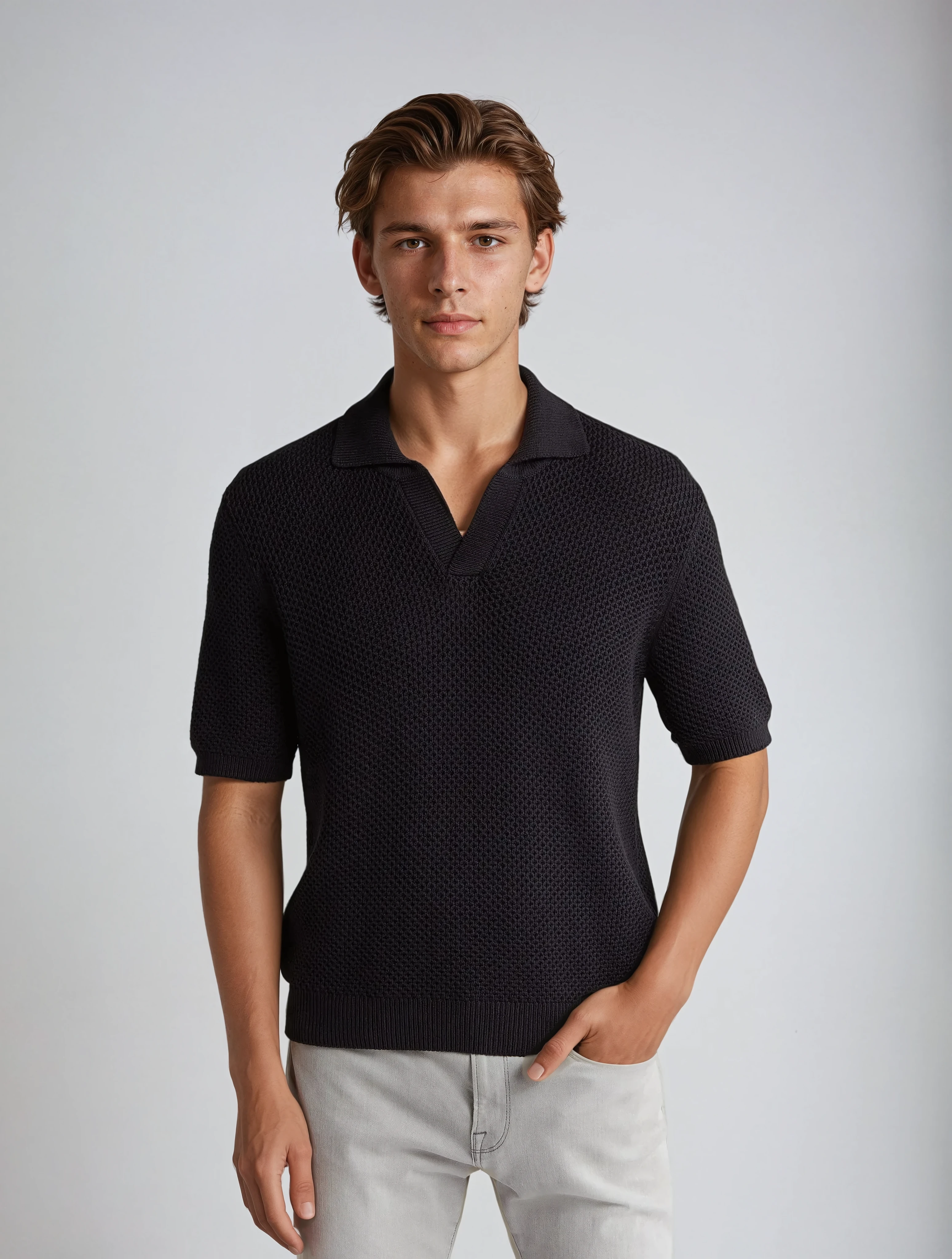 Hæklede Polo Sort